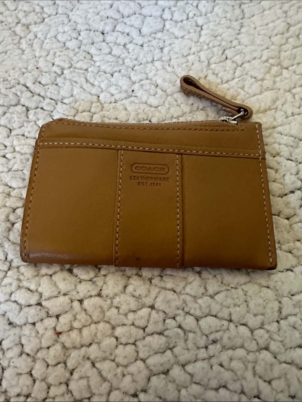 Coach Tan Leather Zip Card Wallet with Wristlet